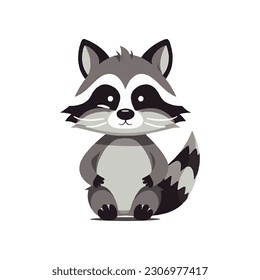 cute raccoon cartoon mascot vector illustration