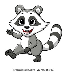 Cute raccoon cartoon on white background