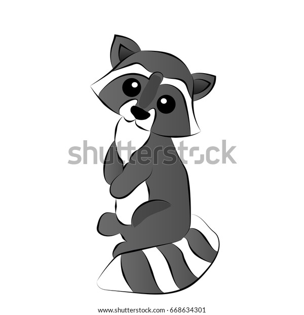 Cute Raccoon Cartoon Style On White Stock Vector (Royalty Free ...