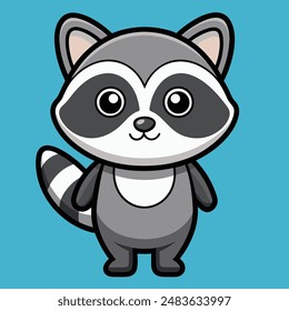 Cute Raccoon Cartoon Vector Icon Illustration.