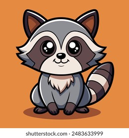 Cute Raccoon Cartoon Vector Icon Illustration.