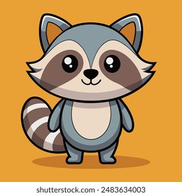 Cute Raccoon Cartoon Vector Icon Illustration.