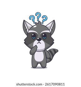 Cute raccoon cartoon vector illustration is confused