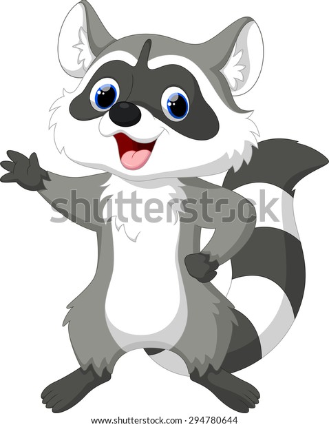 Cute Raccoon Cartoon Waving Stock Vector (Royalty Free) 294780644