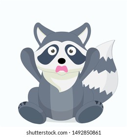 cute raccoon character with a shocked expression vector illustration,raccoon character cartoon