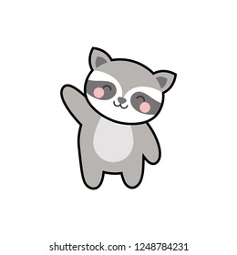 cute raccoon character vector design, greeting card, invitation, greeting card, poster, with cute, cartoon hand drawn watercolor background