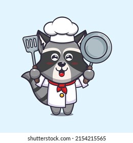 cute raccoon chef mascot cartoon character