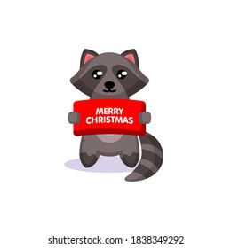 cute raccoon with Christmas costume