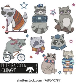 Cute raccoon clipart