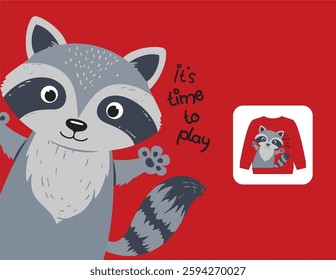 cute raccoon design for t-shirt