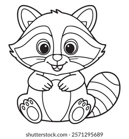 Cute Raccoon Doodle Coloring Page Character