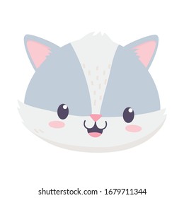 cute raccoon face animal cartoon isolated icon vector illustration