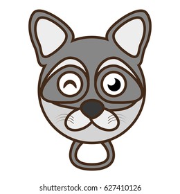 cute raccoon face kawaii style