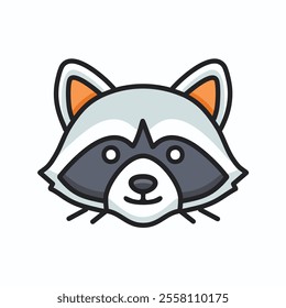 Cute raccoon face. Playful raccoon portrait, symbolizing cleverness and mischief.  Perfect for kids designs.