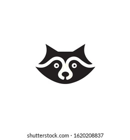 cute raccoon face vector black & white