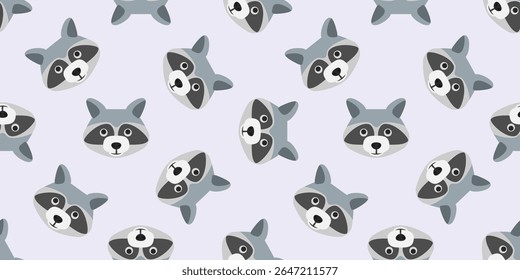 bonitinho guaxinim faces padrão perfeito impressão design vetor ilustração