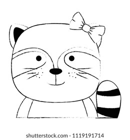 cute raccoon female character icon