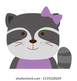 cute raccoon female character icon