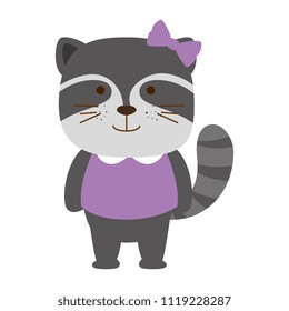 cute raccoon female character icon