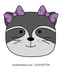 cute raccoon female head character icon