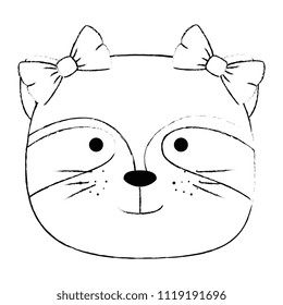 cute raccoon female head character icon