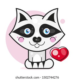 Cute Raccoon. Funny Cartoon Character. Funny Poster