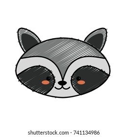 cute raccoon head wild animal