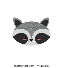 cute raccoon head wild animal