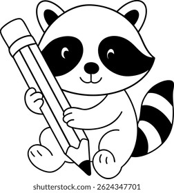 A Cute raccoon holding pencil, showcasing creativity and playfulness