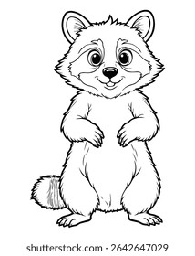Cute raccoon Illustration Coloring Book