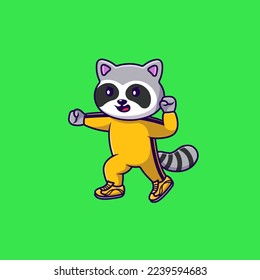 Cute Raccoon Karate Cartoon Vector Icons Illustration. Flat Cartoon Concept. Suitable for any creative project.