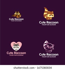 Cute Raccoon Logo Character Vector