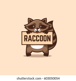 Cute Raccoon. Logo Template.