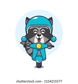 cute raccoon mascot cartoon character ride on scooter