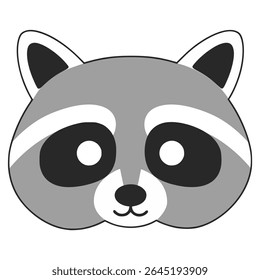 bonito raccoon máscara festa de carnaval aniversário plana cor vetor ilustração modelo design