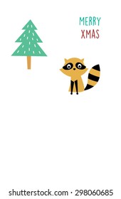 cute raccoon merry christmas tag