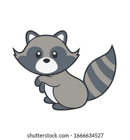 Cute Raccoon Outline Vector Illustration On Stock Vector (Royalty Free ...