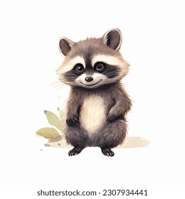 cute raccoon painting vector illustration