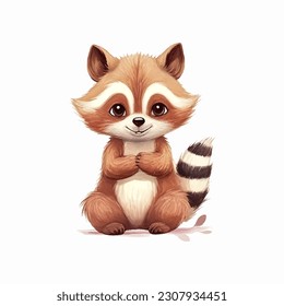 cute raccoon painting vector illustration