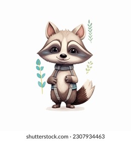 cute raccoon painting vector illustration