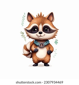 cute raccoon painting vector illustration
