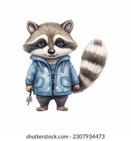 cute raccoon painting vector illustration