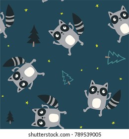 cute raccoon pattern design as vector