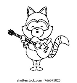 Cute raccoon playing guitar
