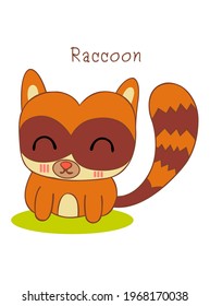 The cute raccoon smiled happily vector.
