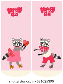 Cute raccoon socks. Vector template. Anime style.