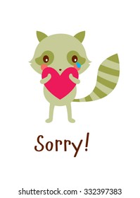 cute raccoon sorry card
