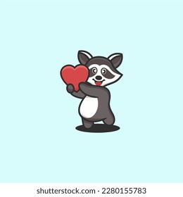 cute raccoon standing logo design