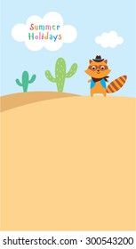 cute raccoon summer holidays card