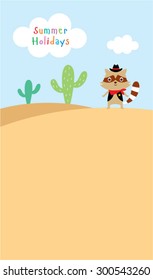 cute raccoon summer holidays card